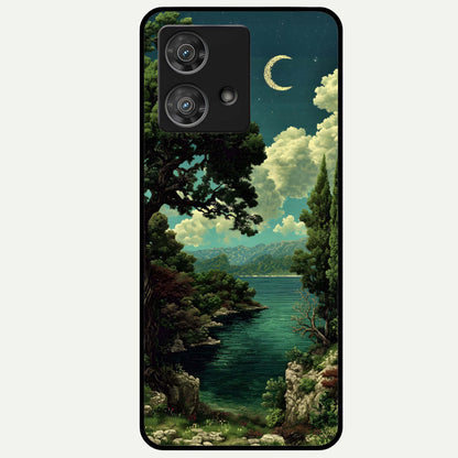  Celestial Lake Peace Glass Case For Moto Edge 40 Neo back cover – full design glossy printed glass finish