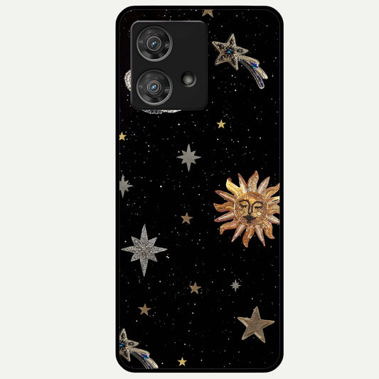  Celestial Moon With Stars Glass Case For Moto Edge 40 Neo back cover – full design glossy printed glass finish