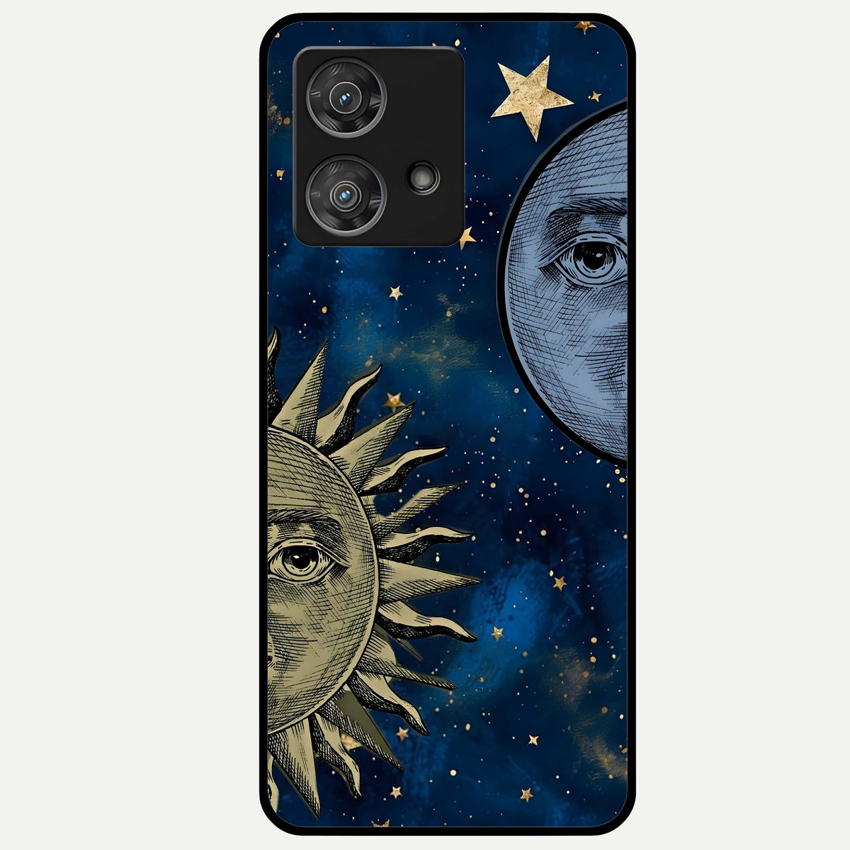  Celestial Moon With Sun Glass Case For Moto Edge 40 Neo back cover – full design glossy printed glass finish