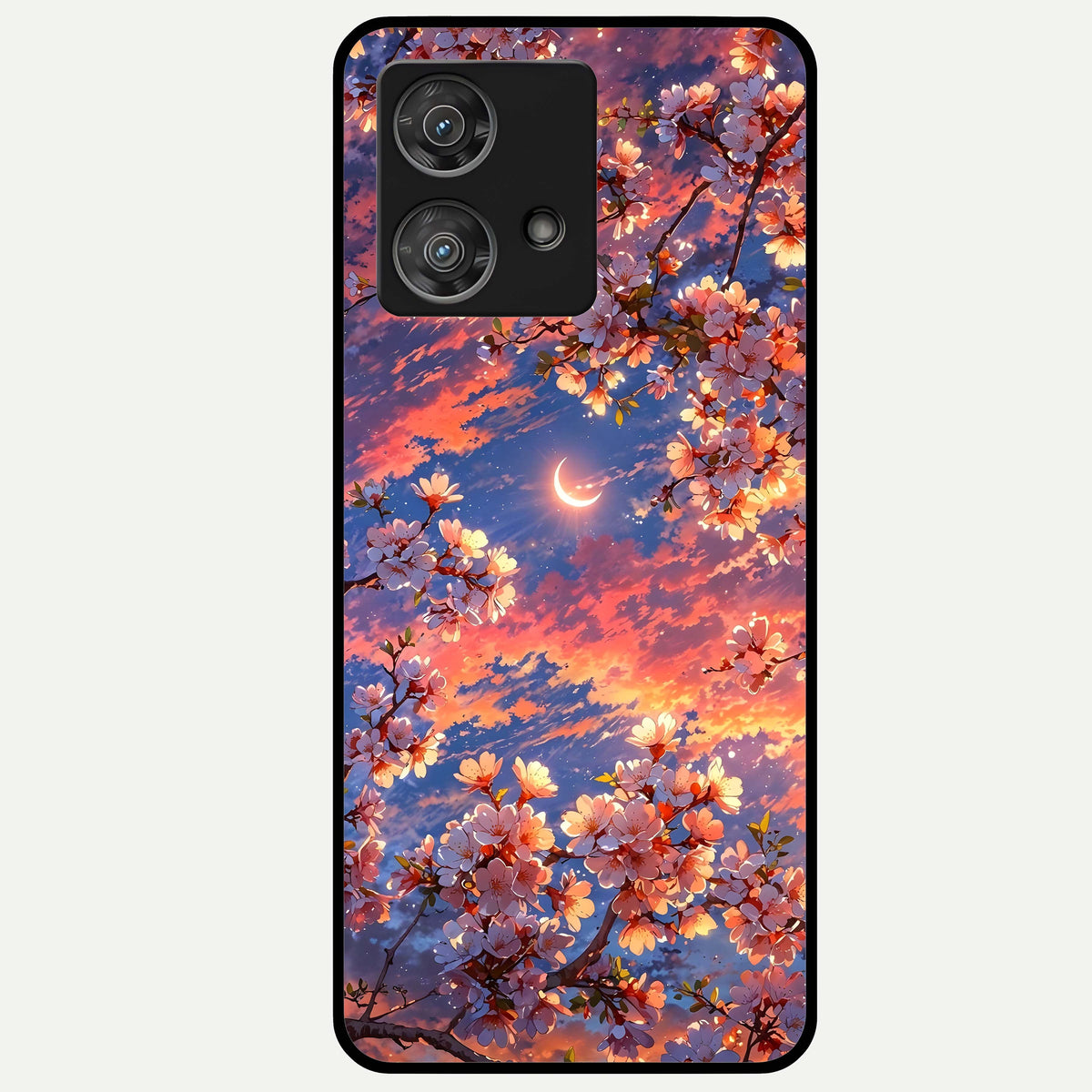  Celestial Sakura Sunset Glass Case For Moto Edge 40 Neo back cover – full design glossy printed glass finish