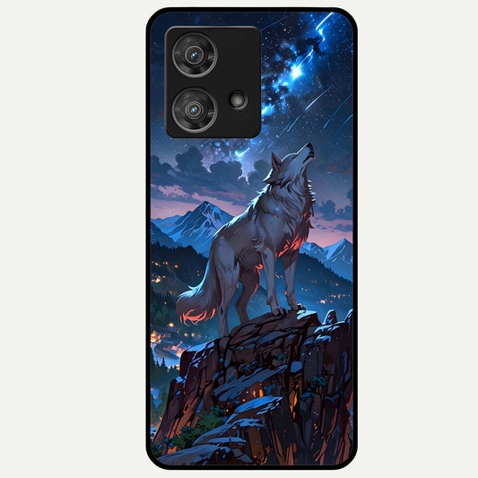  Celestial Wolf Howl Glass Case For Moto Edge 40 Neo back cover – full design glossy printed glass finish
