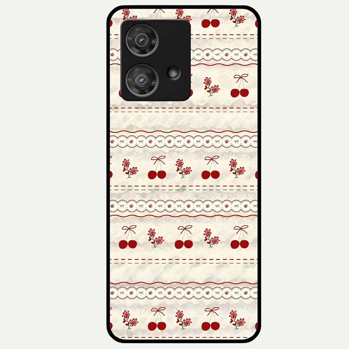  Cherry Bloom Charm Glass Case For Moto Edge 40 Neo back cover – full design glossy printed glass finish