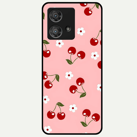  Cherry Love Mood Glass Case For Moto Edge 40 Neo back cover – full design glossy printed glass finish