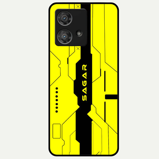  Circuit CYBERPUNK Custom Name Glass Case For Moto Edge 40 Neo back cover – full design glossy printed glass finish