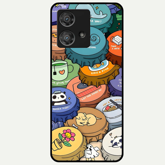  Coins Patterns Glass Case For Moto Edge 40 Neo back cover – full design glossy printed glass finish