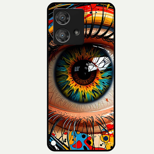  Colorful Eye Glass Case For Moto Edge 40 Neo back cover – full design glossy printed glass finish