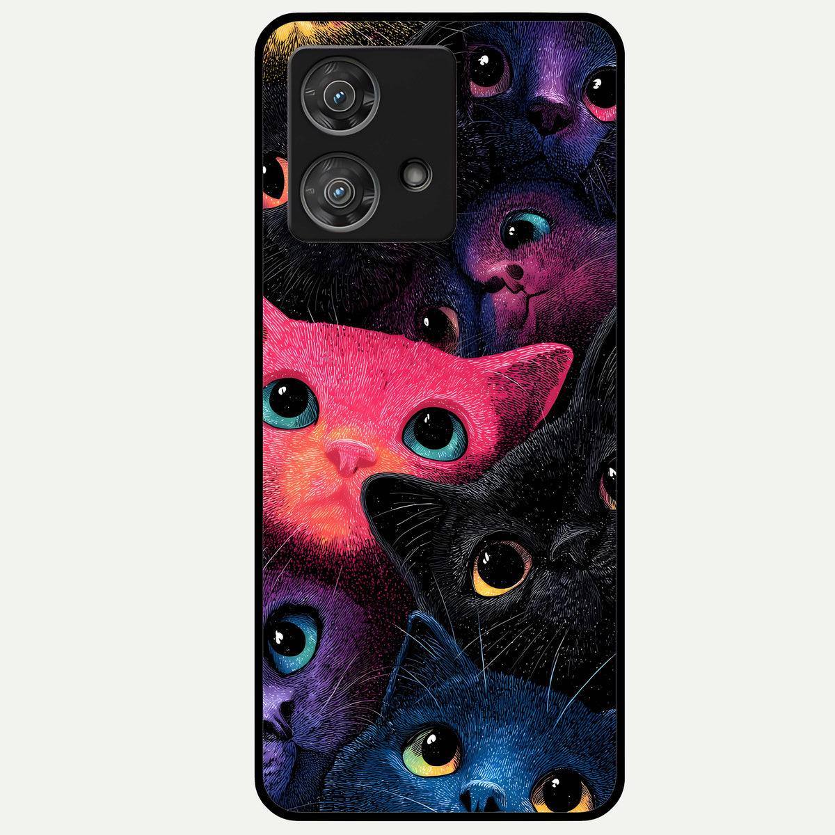  Cosmic Cats Dreams Glass Case For Moto Edge 40 Neo back cover – full design glossy printed glass finish