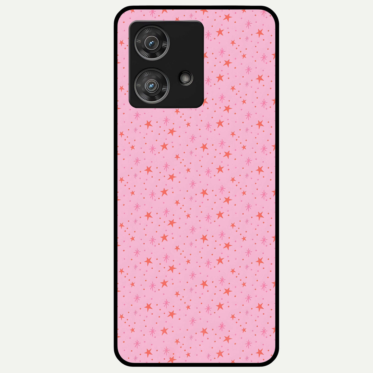  Cosmic Pink Sparkle Glass Case For Moto Edge 40 Neo back cover – full design glossy printed glass finish