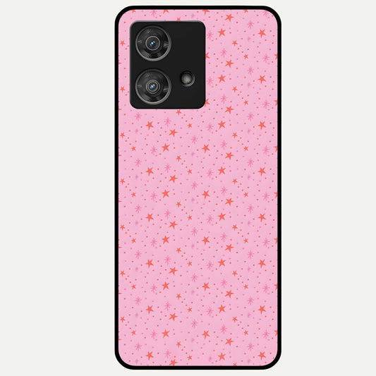  Cosmic Pink Sparkle Glass Case For Moto Edge 40 Neo back cover – full design glossy printed glass finish