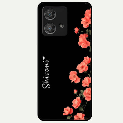 Crimson Bloom Grace Custom Name Glass Case For Moto Edge 40 Neo back cover – full design glossy printed glass finish