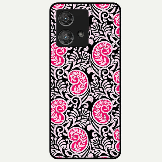  Crimson Paisley Charm Glass Case For Moto Edge 40 Neo back cover – full design glossy printed glass finish