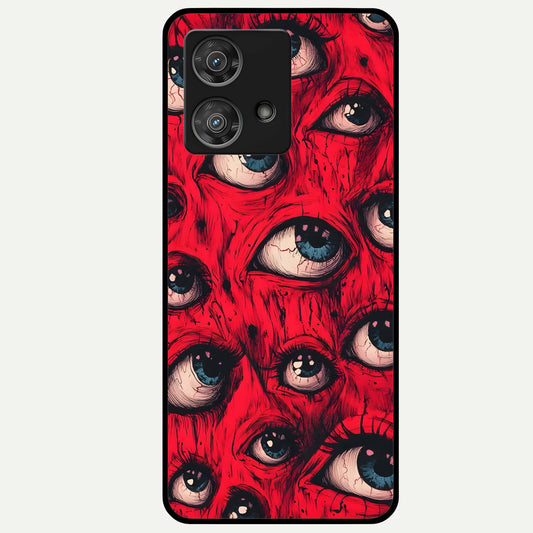 Crimson Watch Eyes Glass Case For Moto Edge 40 Neo back cover – full design glossy printed glass finish