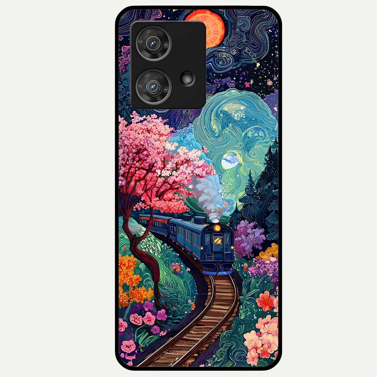  Digital Art Glass Case For Moto Edge 40 Neo back cover – full design glossy printed glass finish