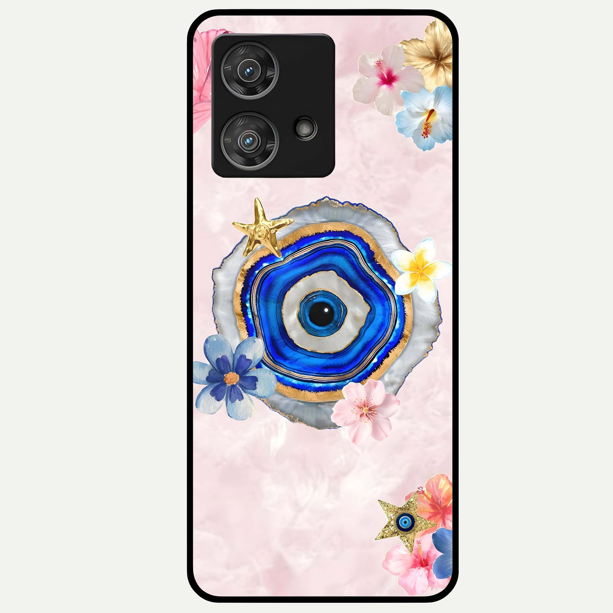  Divine Aura Bloom Glass Case For Moto Edge 40 Neo back cover – full design glossy printed glass finish