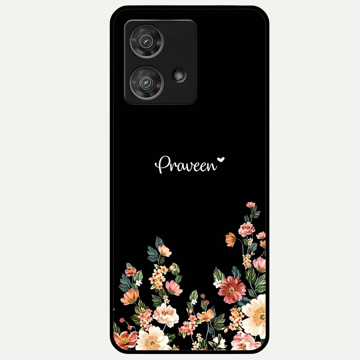  Floral Design Personalized Custom Name Glass Case For Moto Edge 40 Neo back cover – full design glossy printed glass finish