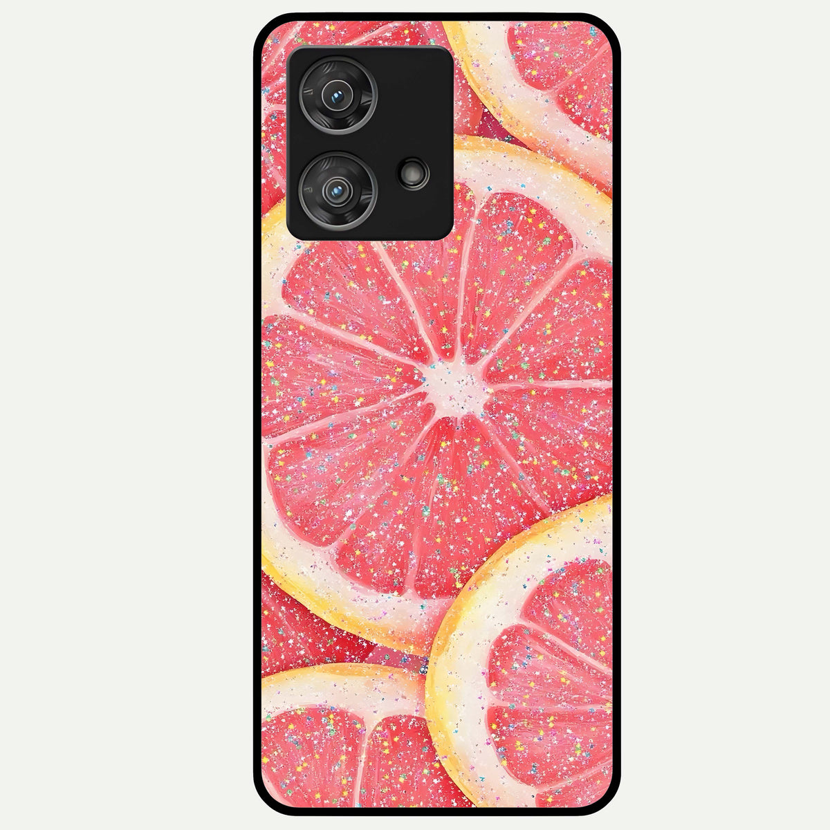  Glitter Grapefruit Glass Case For Moto Edge 40 Neo back cover – full design glossy printed glass finish