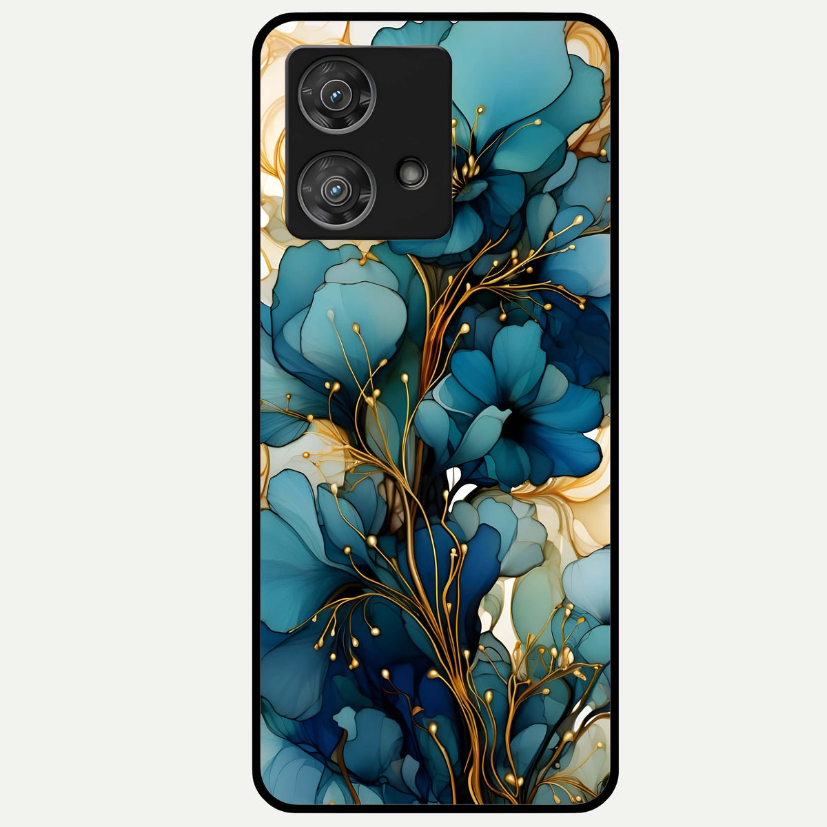  Golden Bloom Symphony Glass Case For Moto Edge 40 Neo back cover – full design glossy printed glass finish