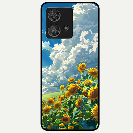  Golden Sun Glory Glass Case For Moto Edge 40 Neo back cover – full design glossy printed glass finish