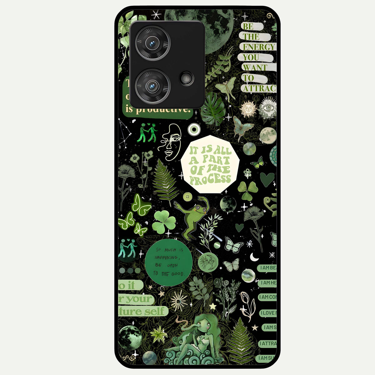  Green Mandala Pattern Glass Case For Moto Edge 40 Neo back cover – full design glossy printed glass finish