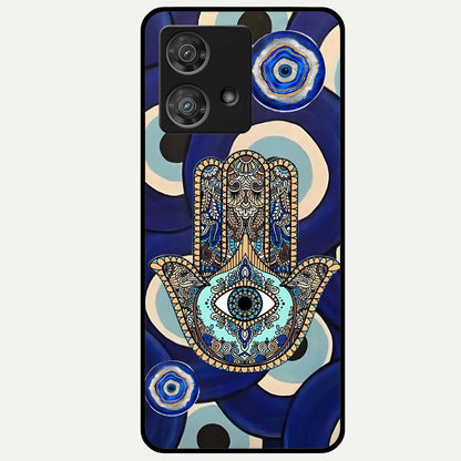  Hamsa Divine Guard Glass Case For Moto Edge 40 Neo back cover – full design glossy printed glass finish