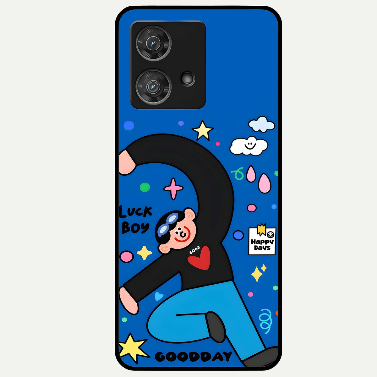  Happy Luck Vibe Glass Case For Moto Edge 40 Neo back cover – full design glossy printed glass finish
