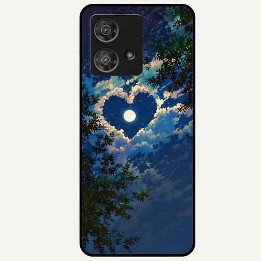  Heart With Moon Sky Glass Case For Moto Edge 40 Neo back cover – full design glossy printed glass finish