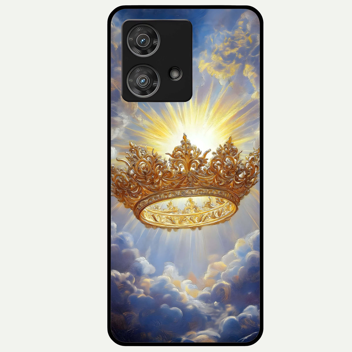 Heavenly Crown Light Glass Case For Moto Edge 40 Neo back cover – full design glossy printed glass finish