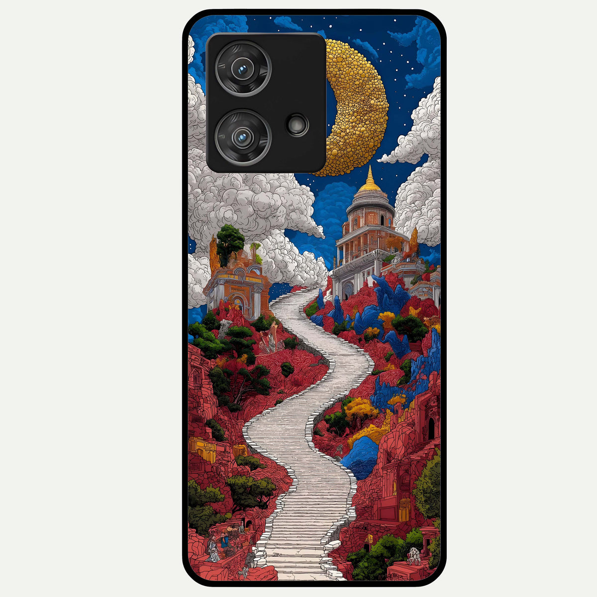  Heavenly Moon Path Glass Case For Moto Edge 40 Neo back cover – full design glossy printed glass finish