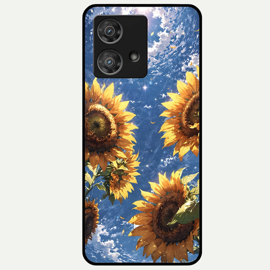  Heavenly Sunflower Rise Glass Case For Moto Edge 40 Neo back cover – full design glossy printed glass finish