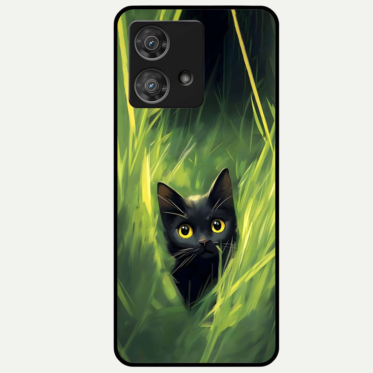  Hidden Cat Whisper Glass Case For Moto Edge 40 Neo back cover – full design glossy printed glass finish