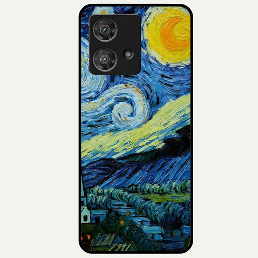  Inspired Van Gogh Art Glass Case For Moto Edge 40 Neo back cover – full design glossy printed glass finish