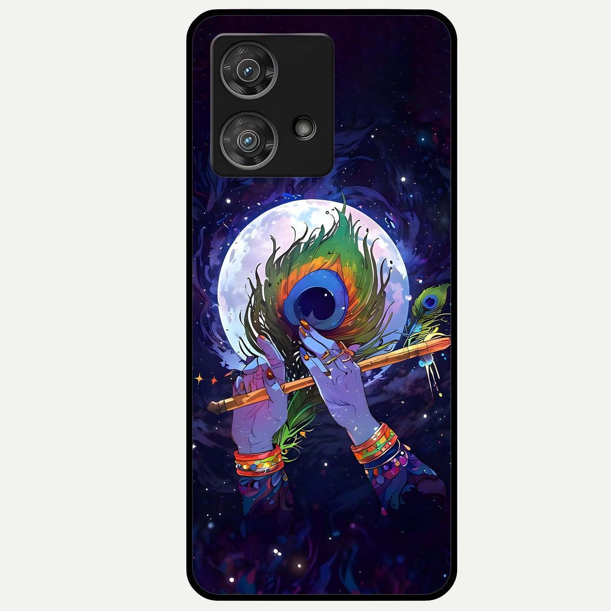  Krishna Hands Art Glass Case For Moto Edge 40 Neo back cover – full design glossy printed glass finish