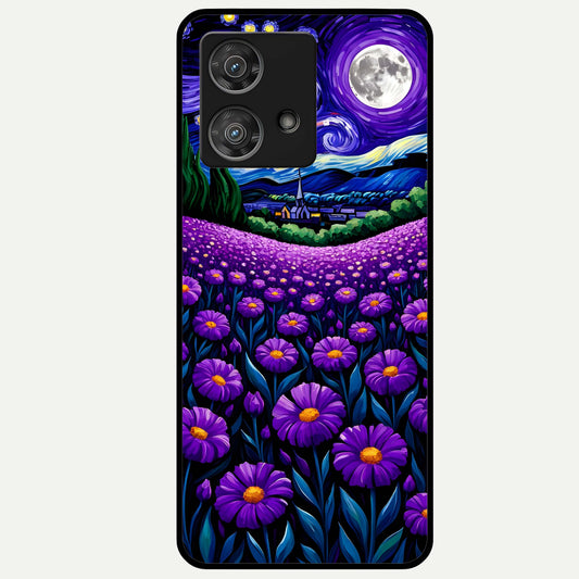  Lavender Moon Field Glass Case For Moto Edge 40 Neo back cover – full design glossy printed glass finish