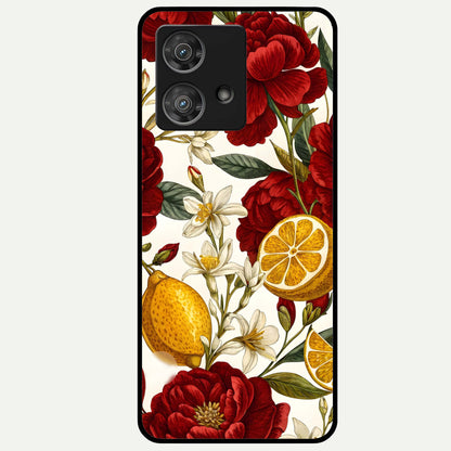  Lemon Rose Charm Glass Case For Moto Edge 40 Neo back cover – full design glossy printed glass finish