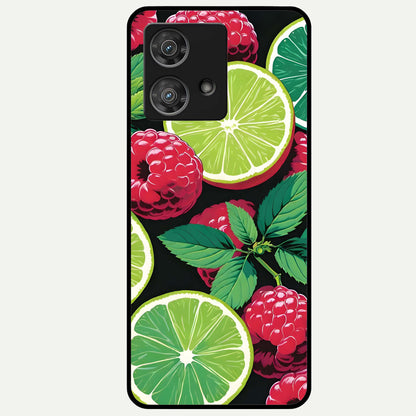  Lime and Raspberry Pattern Glass Case For Moto Edge 40 Neo back cover – full design glossy printed glass finish