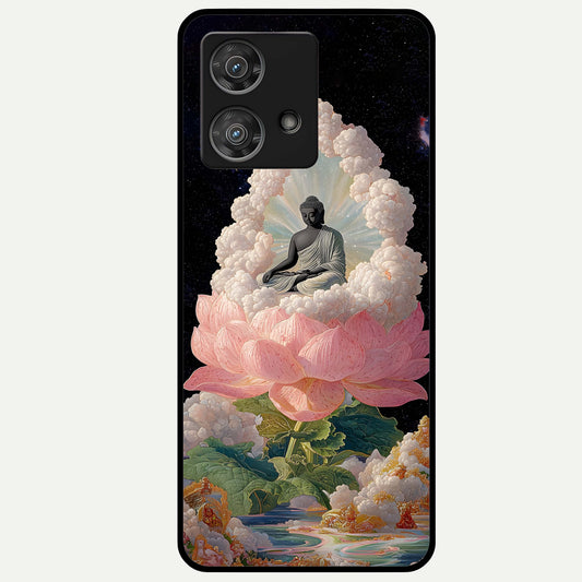  Lotus Divine Peace Glass Case For Moto Edge 40 Neo back cover – full design glossy printed glass finish