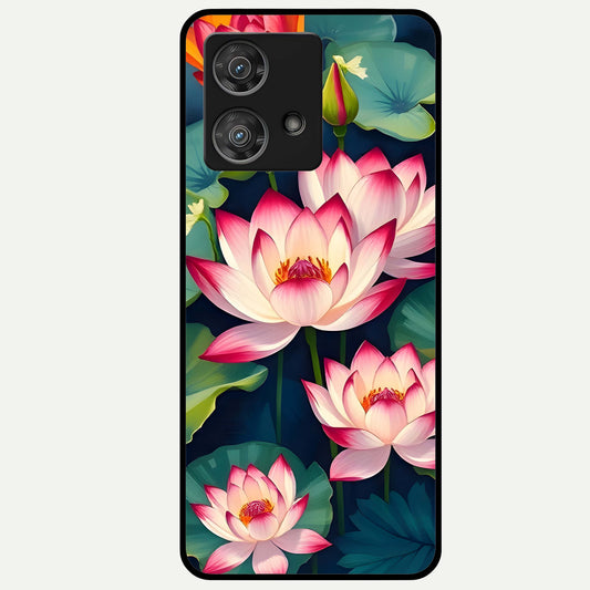  Lotus Dream Serenity Glass Case For Moto Edge 40 Neo back cover – full design glossy printed glass finish