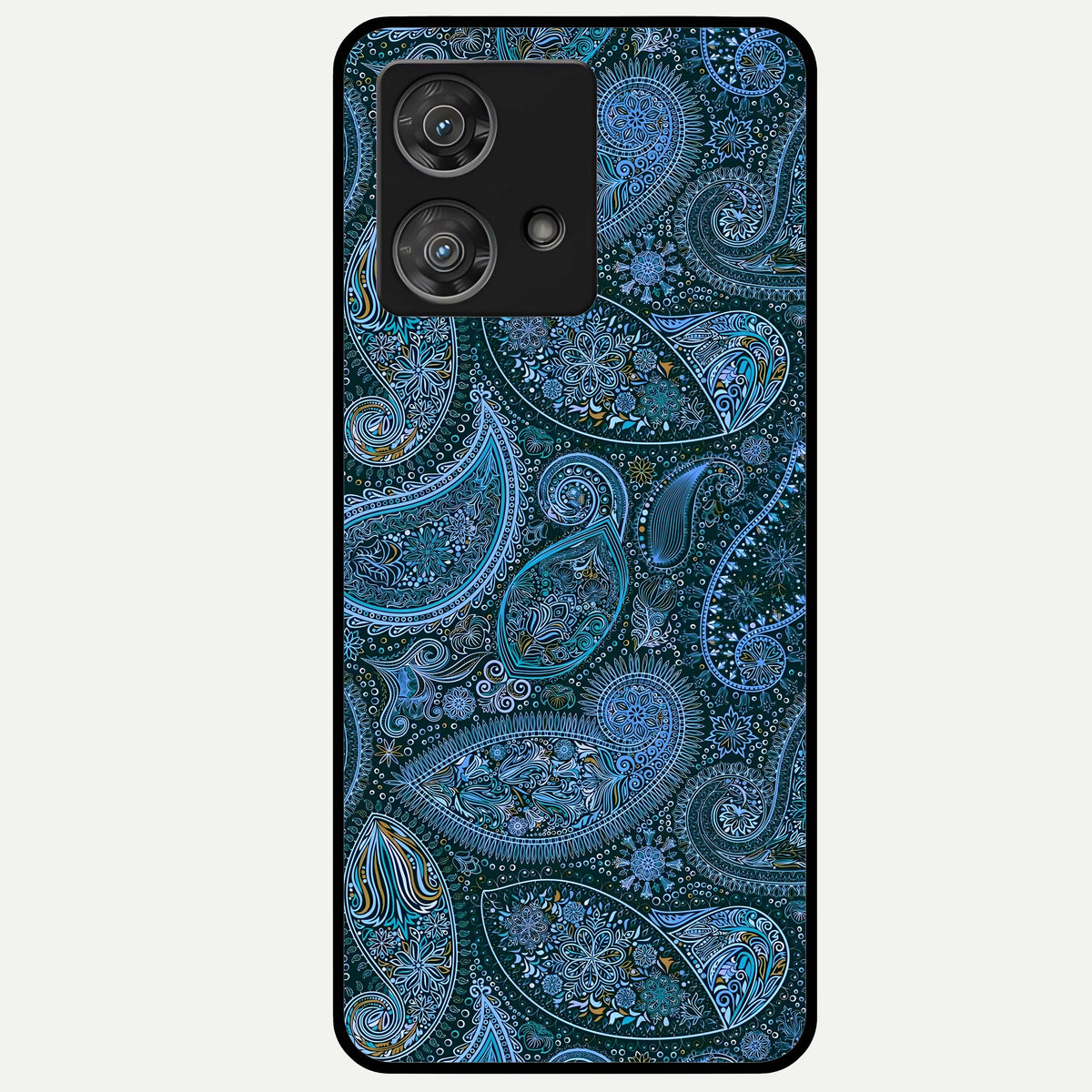  Midnight Paisley Glow Glass Case For Moto Edge 40 Neo back cover – full design glossy printed glass finish