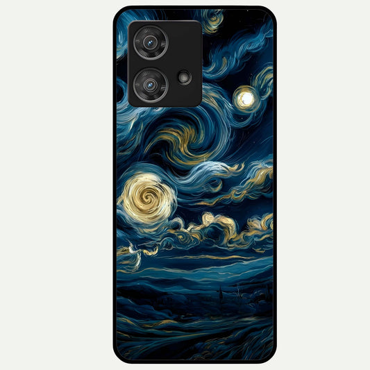  Midnight Sky Whirl Glass Case For Moto Edge 40 Neo back cover – full design glossy printed glass finish