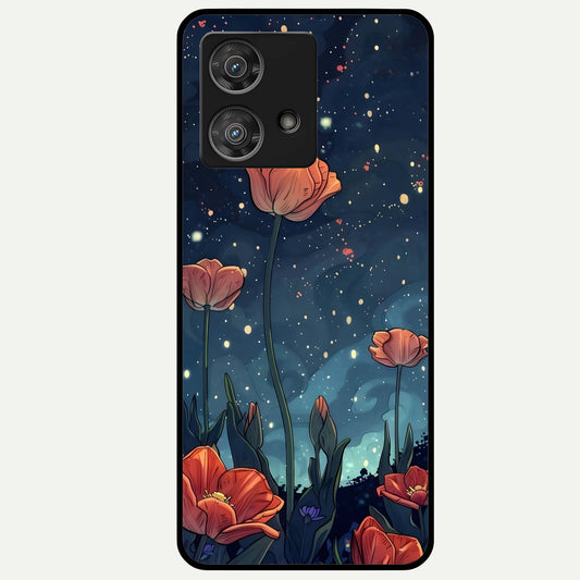  Midnight Tulip Glow Glass Case For Moto Edge 40 Neo back cover – full design glossy printed glass finish