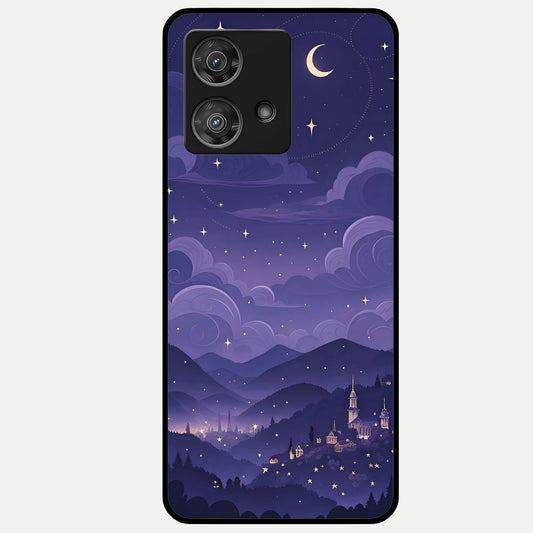  Minimal Night View Glass Case For Moto Edge 40 Neo back cover – full design glossy printed glass finish