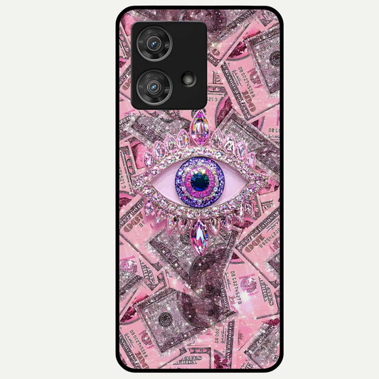  Money Eye Luxe Glass Case For Moto Edge 40 Neo back cover – full design glossy printed glass finish