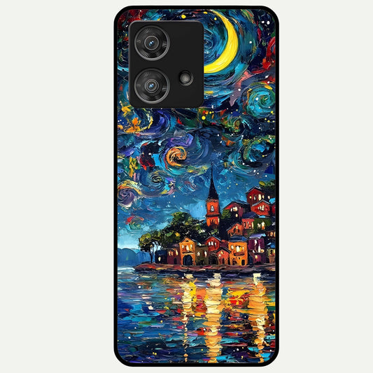  Moonlight Harbor Glow Glass Case For Moto Edge 40 Neo back cover – full design glossy printed glass finish