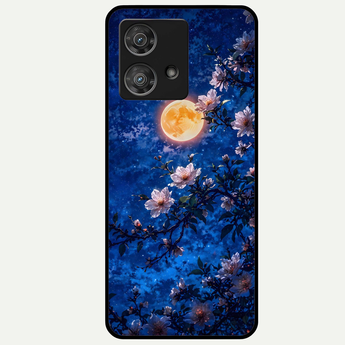  Moonlit Blossoms Night Glass Case For Moto Edge 40 Neo back cover – full design glossy printed glass finish