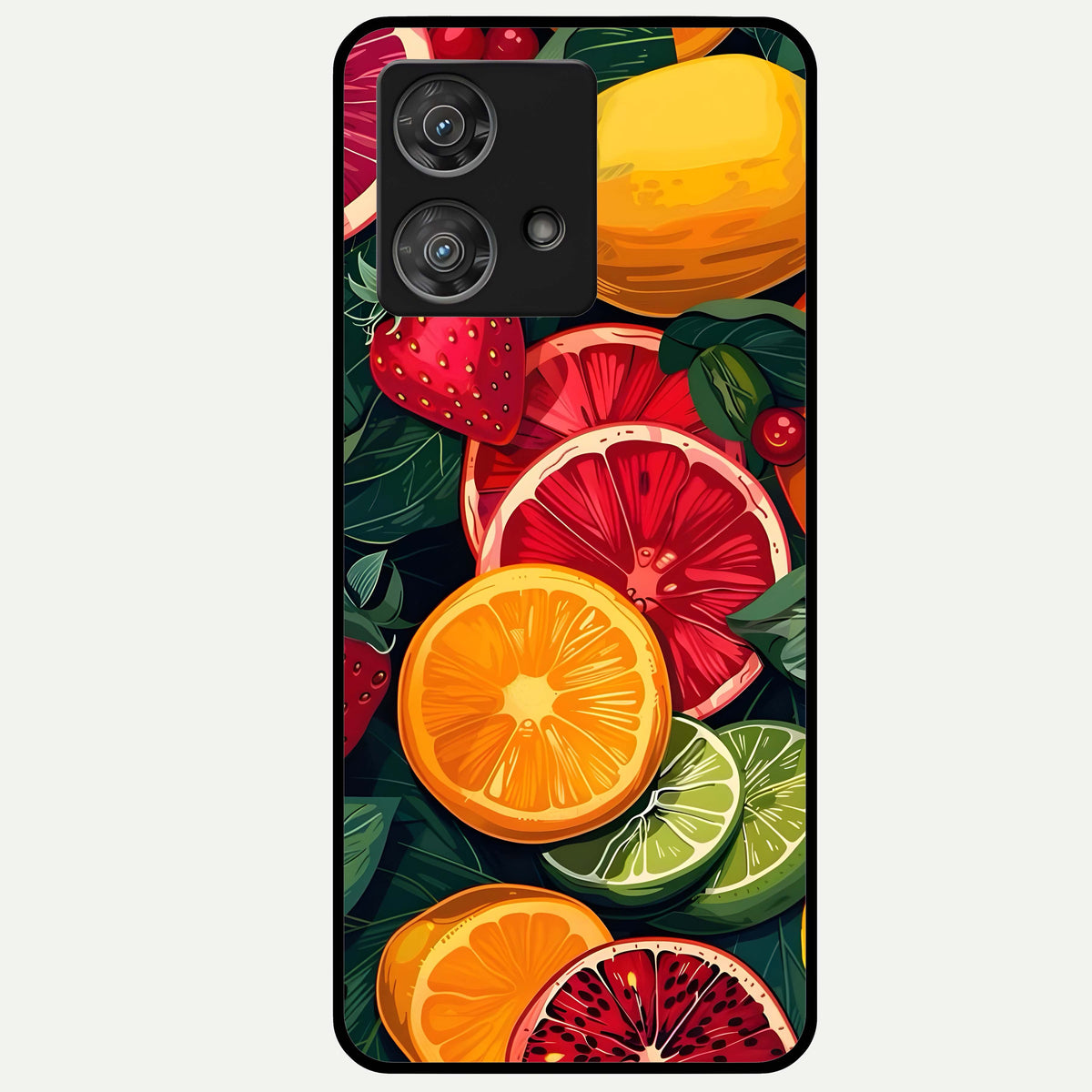  Multiple Fruits Glass Case For Moto Edge 40 Neo back cover – full design glossy printed glass finish