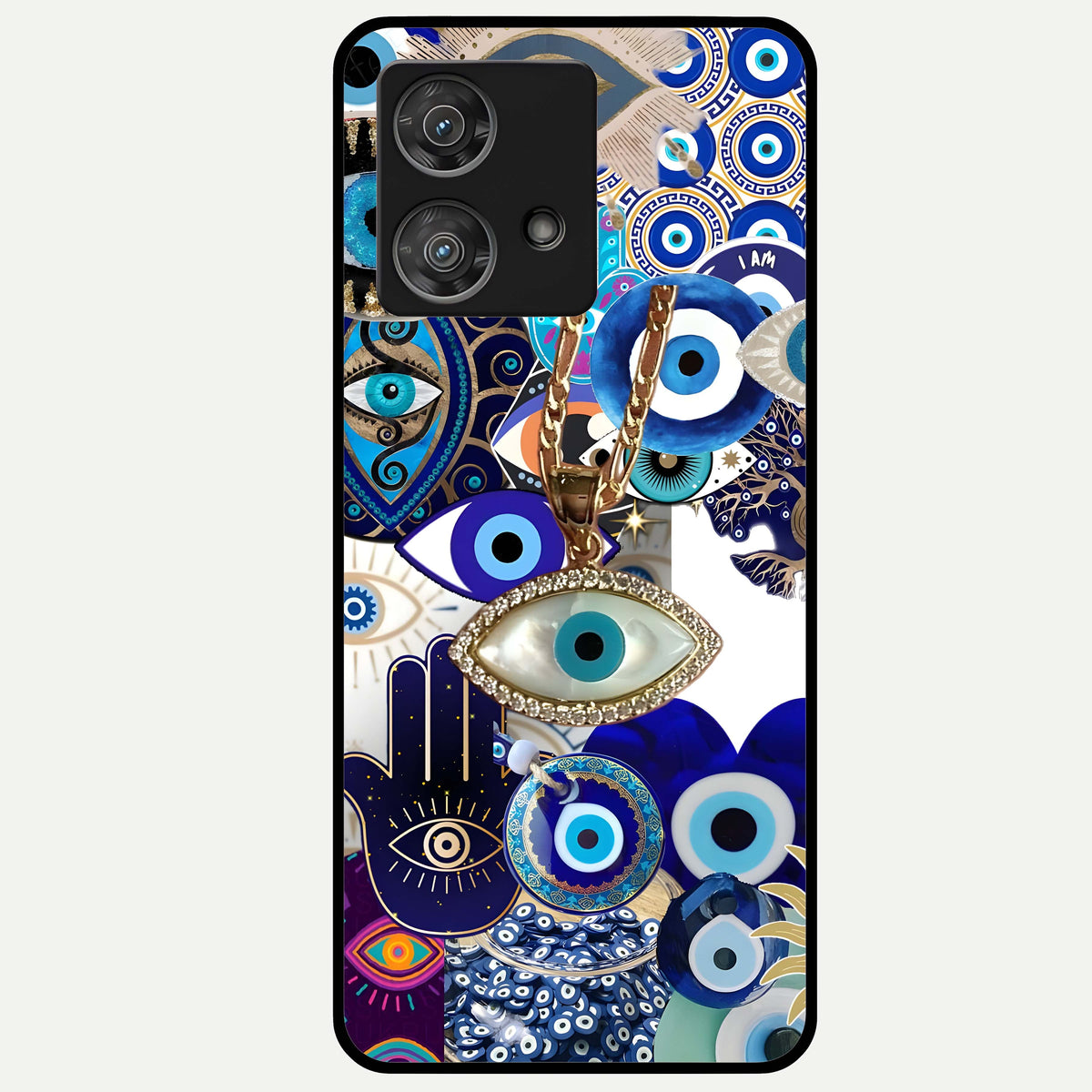  Mystic Charm Eye Glass Case For Moto Edge 40 Neo back cover – full design glossy printed glass finish
