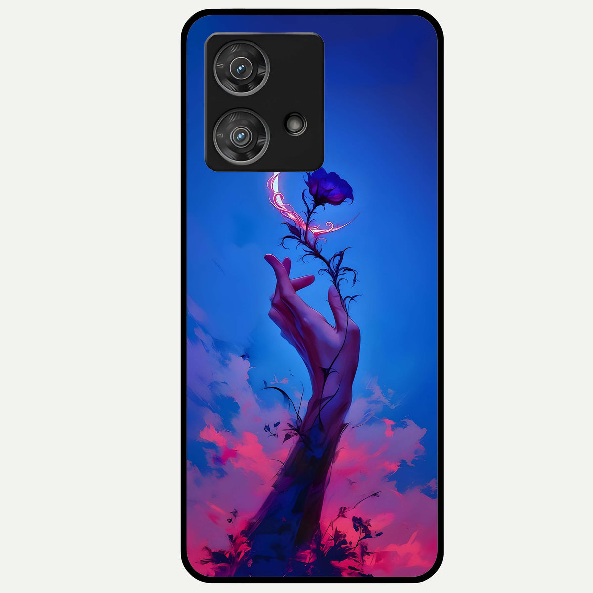  Mystic Hand Glass Case For Moto Edge 40 Neo back cover – full design glossy printed glass finish