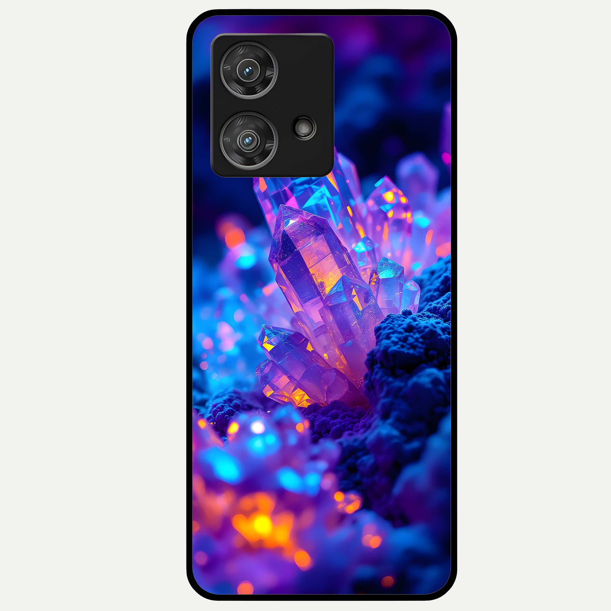 Neon Aura Shards Glass Case For Moto Edge 40 Neo back cover – full design glossy printed glass finish