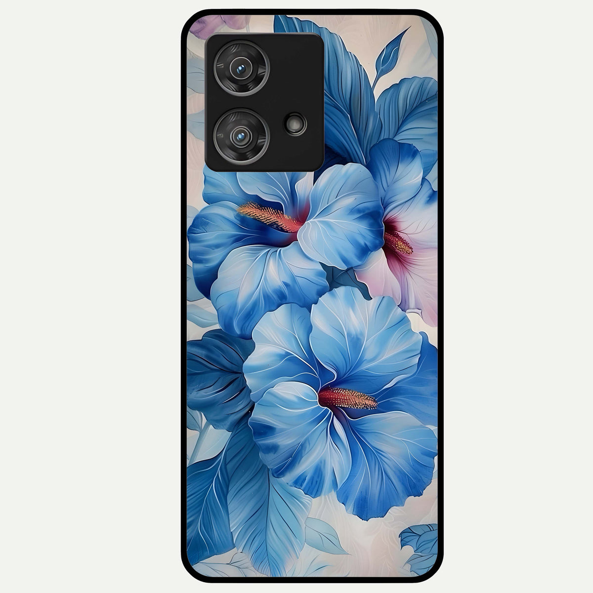  Ocean Hibiscus Grace Glass Case For Moto Edge 40 Neo back cover – full design glossy printed glass finish