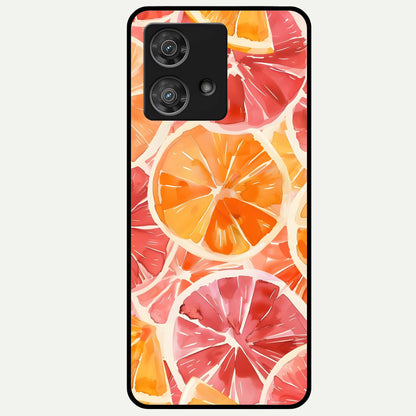  Orange Fruits Pattern Glass Case For Moto Edge 40 Neo back cover – full design glossy printed glass finish